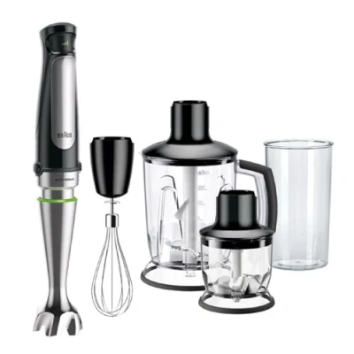 Abbildung von Braun MultiQuick 7 MQ 7045X 4 in 1 Stabmixer mit Standmixer Aufsatz, Zerkleinerer &amp; Schneebesen, stufenlose Geschwindigkeitseinstellung, 1000 W, Schwarz