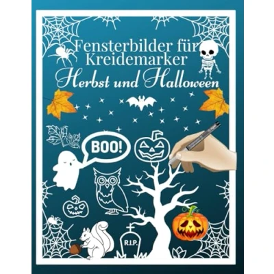Abbildung von Fensterbilder für Kreidemarker Herbst und Halloween: Wiederverwendbare, abwechslungsreiche Kreidestift Vorlagen Fensterdeko Kreide Herbstmotive ... bemalen mit dem abwischbaren