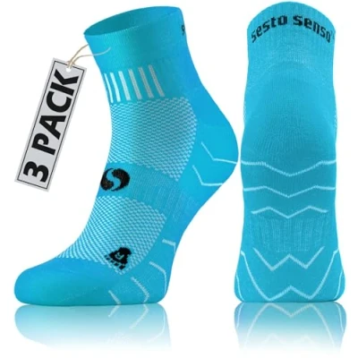 Abbildung von sesto senso 3 Paar Laufsocken Baumwolle Sportsocken Damen Herren Bunte Sport Socken 35 38 Türkis