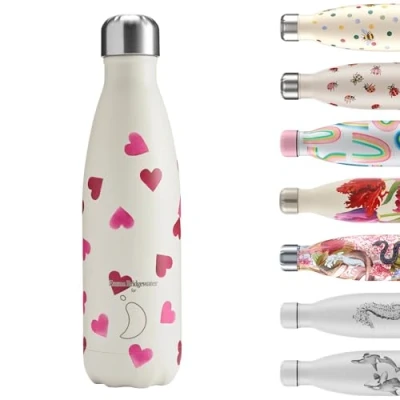 Abbildung von Chilly&#039;s Wasserflasche Edelstal und wiederverwendbar Auslaufsicher, schweißfrei Hearts, 500ml