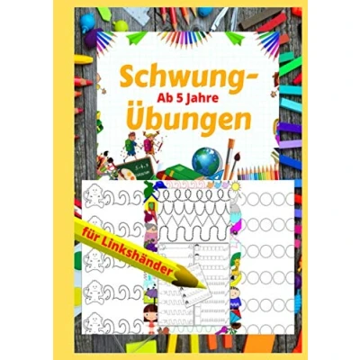 Abbildung von Schwungübungen für Linkshänder: ab 5 Jahre, Übungsheft zur Förderung und Erhöhung der Konzentration, Feinmotorik Hand Augen Koordination, ... Geschenk Vorbereitung auf die Schule