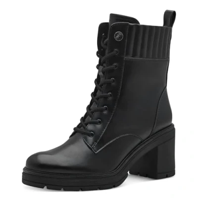 Abbildung von MARCO TOZZI Damen Stiefeletten zum Schnüren mit Blockabsatz Reißverschluss, Schwarz (Black), 38 EU
