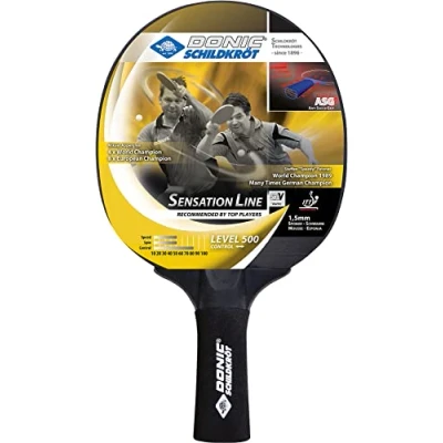 Abbildung von Donic Schildkröt Tischtennisschläger Sensation Line 500, ASG Griff, 1,5 mm Schwamm, Elite ITTF Belag, 714402, Schwarz