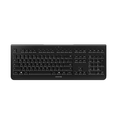 Abbildung von CHERRY KW 3000, Kabellose Tastatur mit Nummernblock, EU Layout (QWERTY), 2,4 GHz Funk, Geräuscharme Tasten, Flaches Design, Batteriebetrieben, Schwarz