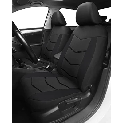 Abbildung von TOYOUN Universal Autositzbezüge für Vordersitze Sitzbezüge Auto Atmungsaktiv Sitzschoner Schonbezug Autositz Vorne 2er Set Autozubehör, Schwarz