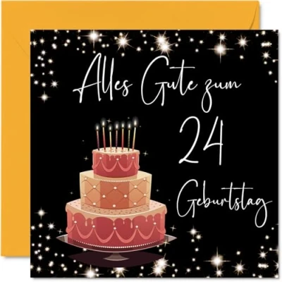 Abbildung von 24. Geburtstagskarte für Frauen Elegant Stilvoll Alles Gute zum Geburtstagskarten 24 Jährige Frau Tochter Schwester Tante, 145mm Vierundzwanzig Geburtstag Grußkarten