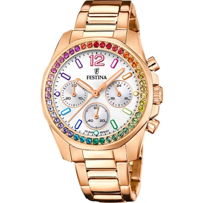 Abbildung von Festina Mineralglas Chronograph, Damen, Größe: One Size, Rosegoldfarben/goldfarben