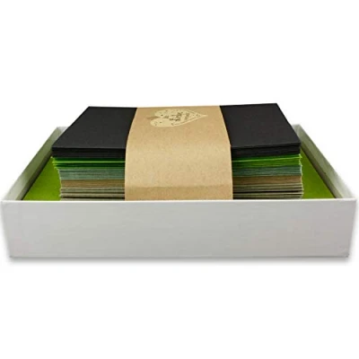 Abbildung von 25x Farbige Faltkarten blanko mit Umschlag und Einlegeblättern in DIN B6 Vintage Kraftpapier