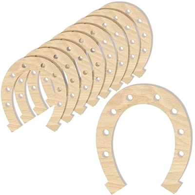 Abbildung von Creative Deco 10 x Hufeisen Holz Basteln Anhängers aus Sperrholz 16,5 14,5 cm DIY Unlackierten Form Scheiben Kindergeburtstag Ausschnite für Bemalen, Dekorieren, Geschenk &amp; Decoupage