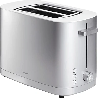 Abbildung von ZWILLING ENFINIGY Toaster mit 3 Automatikprogrammen, 7 Bräunungsgraden und Abschaltfunktion, 2 Schlitze kurz für Scheiben, Silber (ohne Brötchenaufsatz)