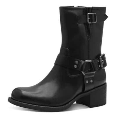 Abbildung von MARCO TOZZI Damen Stiefeletten mit Absatz Blockabsatz Reißverschluss, Schwarz (Black), 37 EU