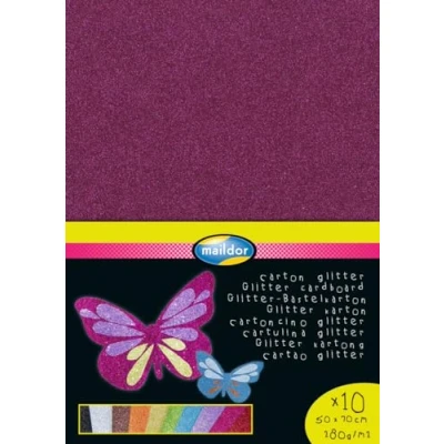 Abbildung von Clairefontaine 195599C Packung Glitterkarton mit 10 Bogen 200g 50x70 cm, verleiht Ihren Kreationen einen schönen Glitzereffekt, farbig sortiert, 1 Pack