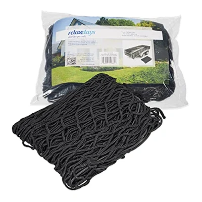Abbildung von Relaxdays Anhängernetz, Gepäcknetz, dehnbar bis 3x2 Meter, schwarz