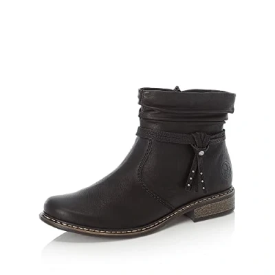 Abbildung von Rieker Damen Ankle Boots Z4953, Frauen Stiefeletten,uebergangsschuhe,uebergangsstiefel,flach,Stiefel,Bootee,Booties,schwarz (00),38 EU / 5 UK