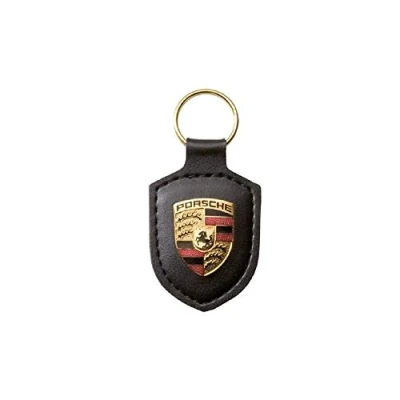 Abbildung von ORIGINAL Porsche Schlüsselanhänger SCHWARZ Leder mit Wappen WAP0500900E