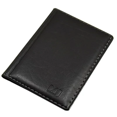 Abbildung von Elegantes Ausweisetui/Ausweishülle/Kreditkartenetui mit Kontrastnaht 4 Fächer MJ Design Germany Made in EU Designs (Design 1 / Schwarz)