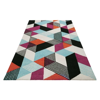 Abbildung von Esprit Teppich »Uptown, ESP 39872«, rechteckig, 8 mm Höhe, bunt, handgetuftet, grafischer Retro Look für Wohnzimmer, Schlafzimmer