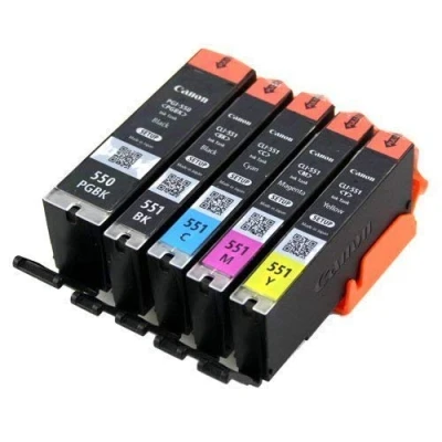 Abbildung von 5X Original Canon Setup Patronen 5er Set Druckerpatronen mit Chip PGI 550 CLI 551