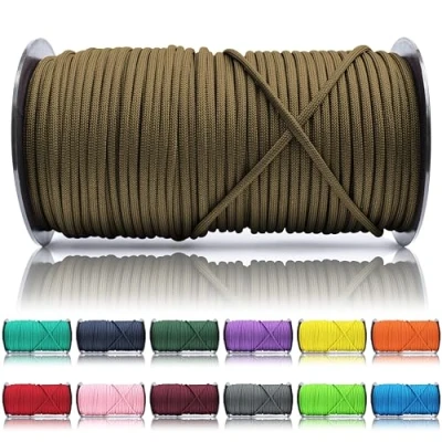 Abbildung von Ganzoo Paracord 550 Seil Dunkel Gold 4mm Schnur Typ 3, Nylon &amp; Polyester, ideal für Basteln von Hundeleine Halsband Armband/Camping Survival und Outdoor 100 Meter Allzweckseil 7 Innenstränge