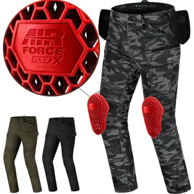 Abbildung von SHIMA Giro 3.0 Motorrad Hose Herren mit Protektoren AirForce Knieprotektoren Motorradhose Kurzgrößen Hosen für Mann Protektorenhose Textilhose Urban Stretch Cargohose Lang (Männer, Camo, 30/32)
