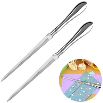 Abbildung von 2 Pack Brieföffner Umschlagöffner Messer Briefmesser silber aus Edelstahl mühelos Post und Pakete Öffnen Metallschneidemesser 9 Zoll, silbrig
