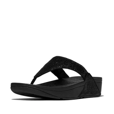 Abbildung von Fitflop Damen Lulu Crystal Embellished Toe Post Sandale, Schwarz, 38.5 EU