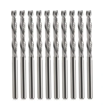 Abbildung von EU_HOZLY 3.175x25mm UP &amp; DOWN Schneiden Sie zwei Flöten Spiral Hartmetallwerk Werkzeugschneider für CNC Router Kompression Holz Bits Packung mit 10