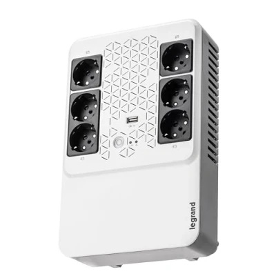 Abbildung von LEGRAND, Unterbrechungsfreie Stromversorgung (USV Anlage), Keor Multiplug mit 800VA/480W, 6 Ausgänge je 230V (Schuko Steckdosen) &amp; USB Ladegerät, Line Interactive, Interner AVR, Autom. Restart, 310082