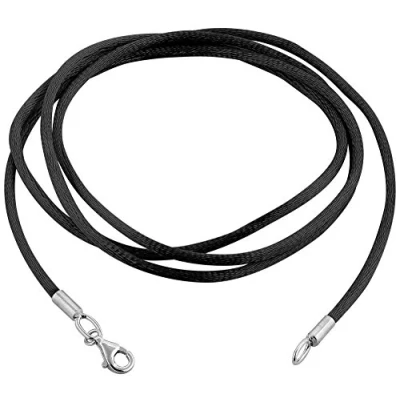 Abbildung von Nenalina Damen Halskette als Seidenband in schwarz, mit Karabiner Verschluss aus 925 Sterling Silber, 803019 1 (50)
