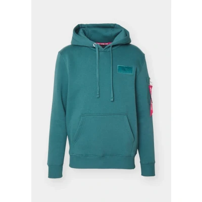 Abbildung von Alpha Industries BACK Print Hoody Sweatshirt, Herren, Größe: Medium, Force green