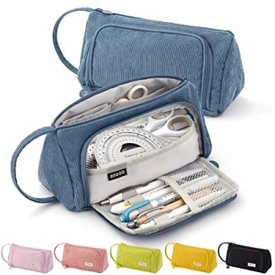 Abbildung von ONCCI Federmäppchen Federtaschen Teenager Mädchen Mäppchen Etui Stifte 3 Fach Pencil Case für Schule &amp; Büro (Blau)