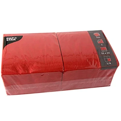 Abbildung von Papstar 12483 250 Servietten, 3 lagig 1/4 Falz 33 x cm rot