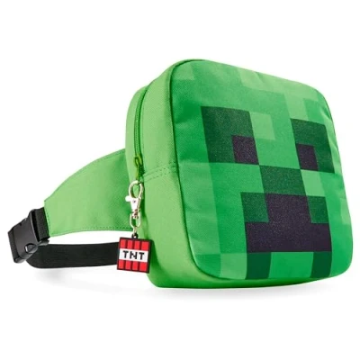 Abbildung von Minecraft Bauchtasche Kinder, Gürteltasche mit Verstellbarem Gurt Geschenke für Jungs(Grün)