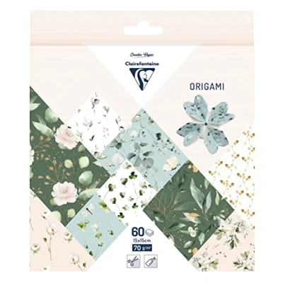 Abbildung von Clairefontaine 95381C Packung Origami Papier 60 Blatt, 15x15 cm 70g, Romantik, 1 Pack