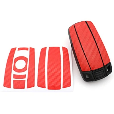 Abbildung von Finest Folia Schlüssel Folie K141 für 3 Tasten Auto (nur Keyless Go) Folien Cover (Rot Carbon)