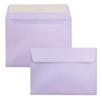 Abbildung von 50x Briefumschläge Lila DIN C6 Format 11,4 x 16,2 cm Haftklebung Kuverts ohne Fenster Weihnachten, Grußkarten &amp; Einladungen Für A6 A4 Papier