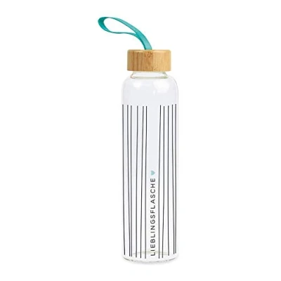 Abbildung von Grafik Werkstatt Trinkflasche aus Glas mit lustigem Spruch Griffschlaufe 550 ml Lieblingsflasche