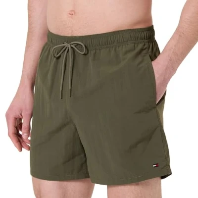Abbildung von Tommy Hilfiger Herren Badeshorts Medium Drawstring mit Logo, Grün (Army Green), XL