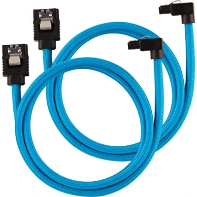 Abbildung von Corsair Premium Sleeved SATA 3 Kabel gewinkelt / gerade (6Gbps, 60 cm 90) Blau