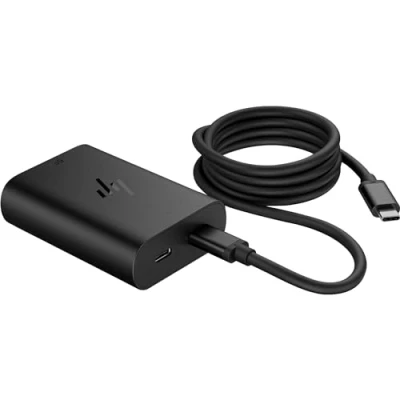 Abbildung von HP 65 W GaN USB C Laptop Ladegerät 2 x Anschlüsse 75 53 22 mm (B T H) 110 g Galliumnitrid (GaN) Schwarz