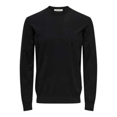 Abbildung von Only &amp; Sons Normal Geschnitten Rundhalsausschnitt Strickpullover, Herren, Größe: Small, Black