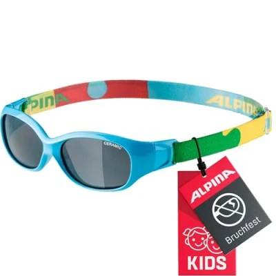 Abbildung von ALPINA FLEXXY KIDS Flexible und Bruchsichere Sonnenbrille Mit 100% UV Schutz Für Kinder, cyan puzzle gloss, One Size
