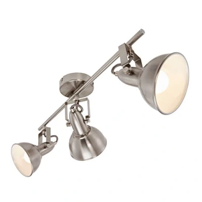 Abbildung von BRILONER Deckenleuchte, Deckenlampe 3 dreh und schwenkbaren Spots im retro / vintage Design, Metall, E14, Satin Weiß, 55.4 x 10 18.1 cm