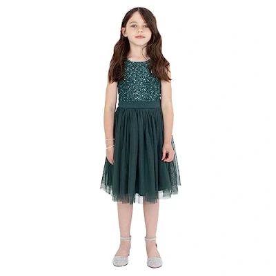 Abbildung von Maya Deluxe Mädchen^Mädchen Paillettenverziertes Hochzeit und Geburtstag Festlich mit Bandschleife Brautjungfernkleid Kleid, Emerald Green, 9 Years