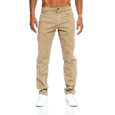 Abbildung von JEEL Herren Jeans Regular Fit Straight Cut Stretch Hose Basic Washed 09 Camel 34W / 38L