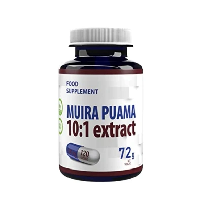 Abbildung von Muira Puama (Potenzholz) 5000mg Äquivalent (500mg von 10:1 Extrakt) 120 Vegane Kapseln, Laborgeprüft, Hochdosiert, Nicht GVO, keine Füllstoffe oder Zusatzstoff