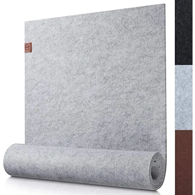 Abbildung von Sidorenko moderner Tischläufer aus Filz hellgrau 100x30cm Abwaschbare Tischdecke mit Leder Label Skandinavischer Tischband Deko Tisch Filzläufer für draußen grau