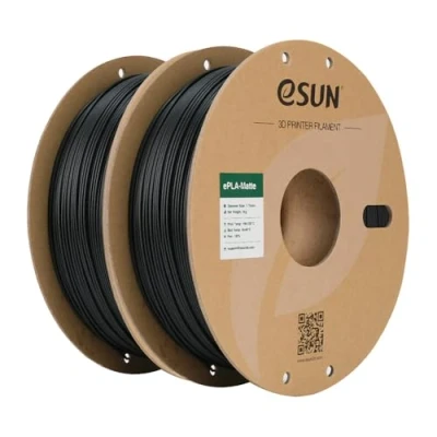 Abbildung von eSUN Upgraded Matte PLA Filament 1.75mm, 3D Drucker Filament, glanzfreie Farbe, mattierte Textur, 1KG pro Spule, 2 Spulen für Drucker, Dunkelschwarz