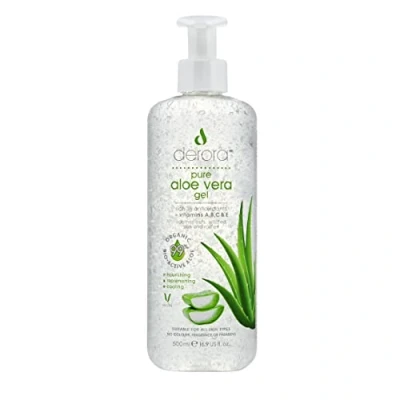 Abbildung von Derora Aloe Vera Gel Enthält 100% reine, organische und natürliche bioaktive AloeInhaltsstoffe zur Heilung, Beruhigung Hydratisierung von Haut Tierversuchsfrei &amp; Vegan, 500 ml (1er Pack)