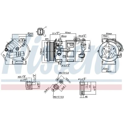 Abbildung von NISSENS 890210 Kompressor SD7C16 12 PAG 46 R 134a PEUGEOT: 3008 I, 208 I Hatchback, 5008 CITROËN: C4 Grand Picasso, C5 III Estate